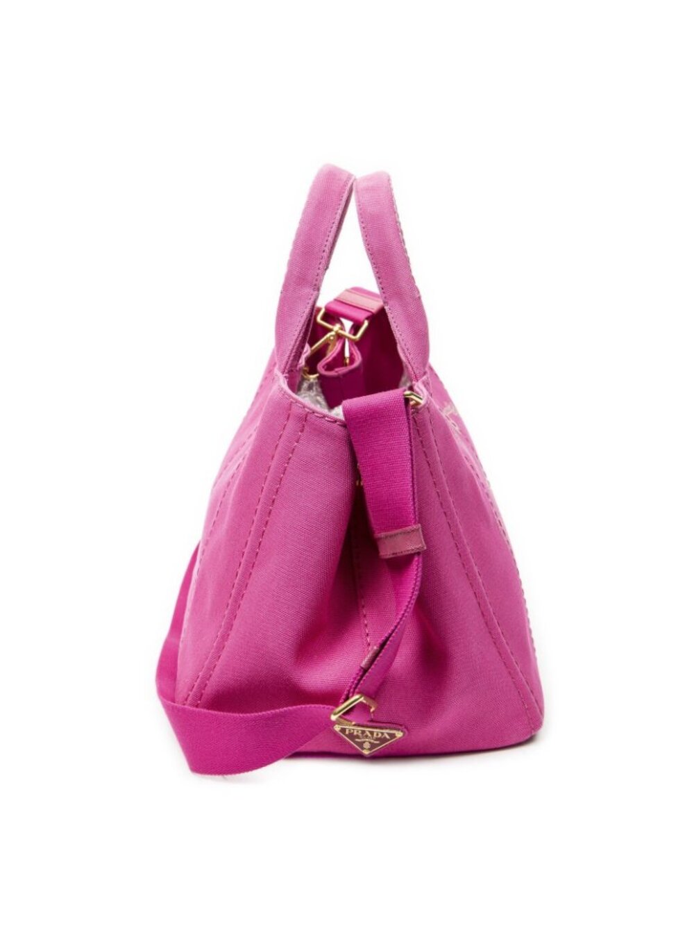 Prada Canapa Tote Fuchsia Pink Canvas - Picture 4 of 10